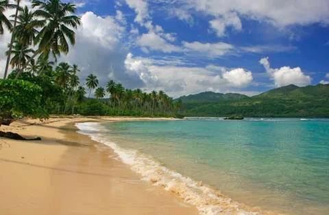 Rincon beach, samana peninsula 스톡 사진