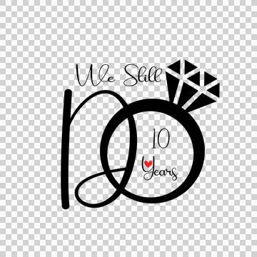 Ring Anniversary With Diamond And Text In Black Illustrazione stock