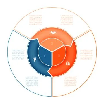 Ring of arrows Infographic. Chart template for presentation 3 options, circle Illustrazione stock