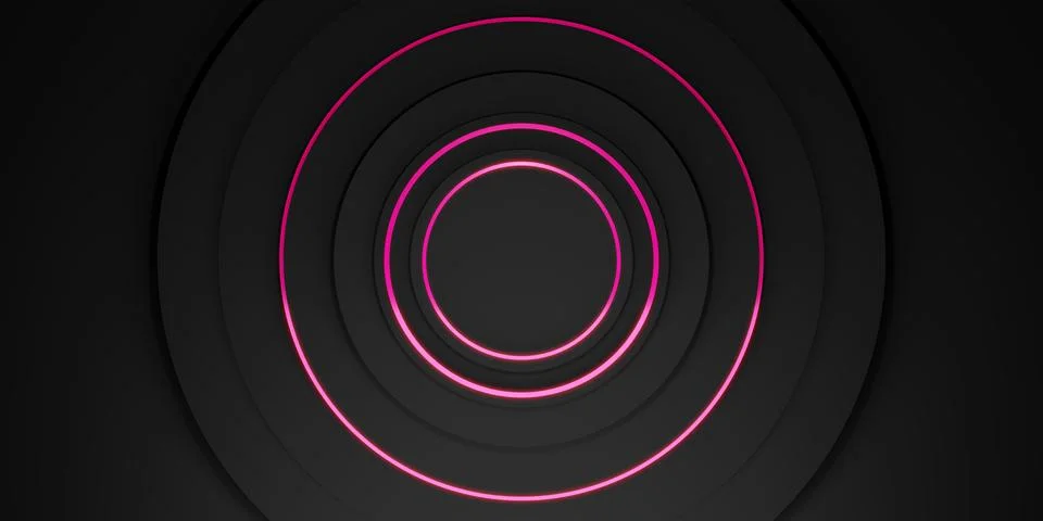 Ring background black display stand laser ring and neon light glow 3d illus.. Stock Illustration