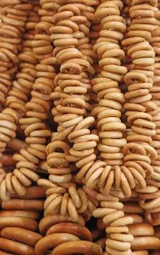 Ring bagels as a background Stock Photos