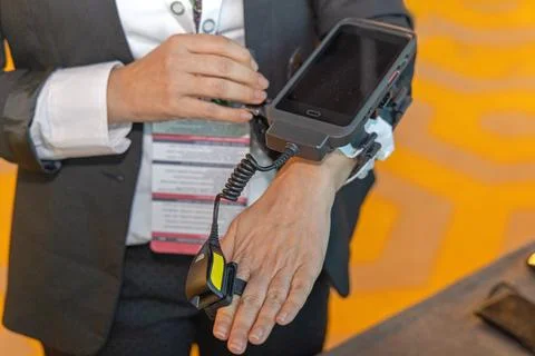 Ring Barcode Scanner Computer Stock-Fotos
