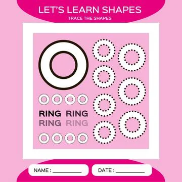 Ring. Basic geometric shapes. Elements for children. Learn Shapes. Handwriting Stock Illustration