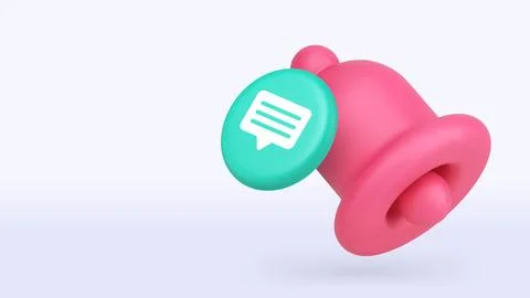 Ring bell announcement reminder notification 3d icon banner copy space vect.. Stock Illustration
