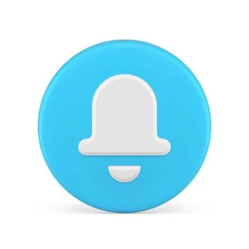 Ring bell blue circle button sound signal subscribe media notification 3d ico Illustrazione stock