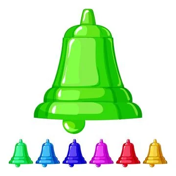 Ring bell cartoon vector graphic color sign Stock Illustration