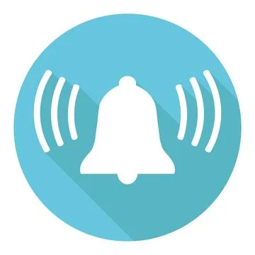 Ring the bell icon. Ring bell on a green background with shadow. Vector Stock Illustration