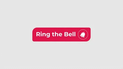 Ring the bell interactive flat button with click animation Stock Footage 332272195
