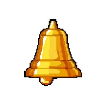 Ring bell pixel art vector illustration color sign Stock Illustration
