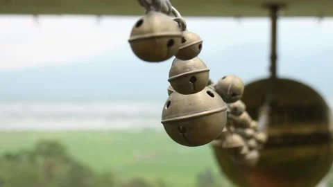 The ring bells were chained in a row Stock Footage 141636569