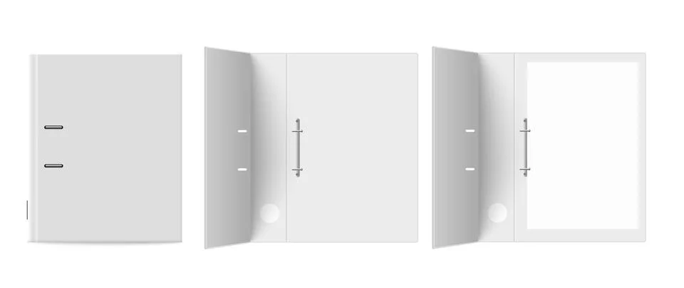 Ring binder empty and with paper realistic mockup vector illustration isolated. Stockillustratie