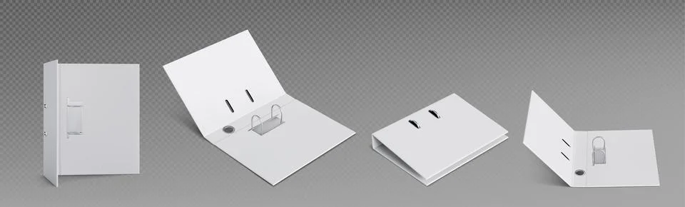 Ring binder folder mockups in various angles. Stock Illustration