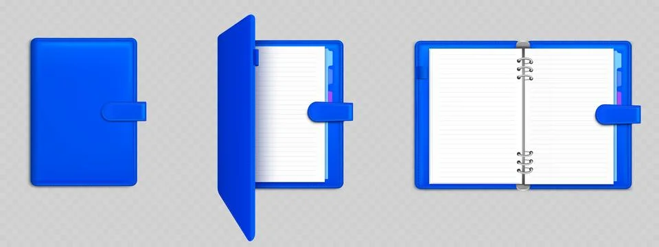 Ring binder notebook folder with blue cover Illustrazione stock