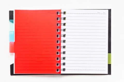 Ring binder notebook with red bookmark Stock Photos
