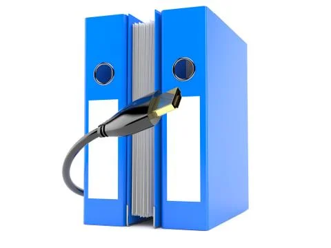 Ring binders with hdmi cable Stock Illustration