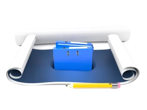 Ring binders inside blueprint Stock-Illustration