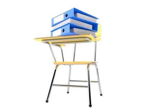 Ring binders on school chair Stock Illustration
