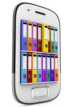 Ring binders in smartphone, 3d render Stock Illustration