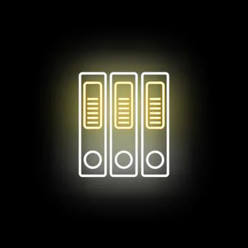 Ring binders storing office documents neon icon glowing Stock Illustration