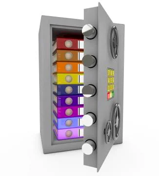 Ring binders within a safe Stock Illustration