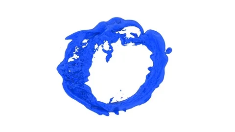 Ring of blue paint transforms into drop, on white, + alpha (FULL HD) Stock Footage 76428128