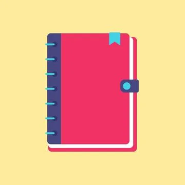 Ring Bound Planner Notebook Flat Minimal Vector Icon Stock Illustration