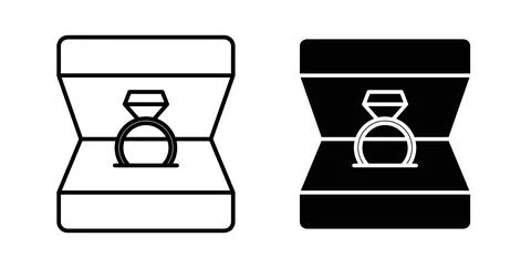 Ring box icon in black and white. vector icon pack for websites Stock Illustration