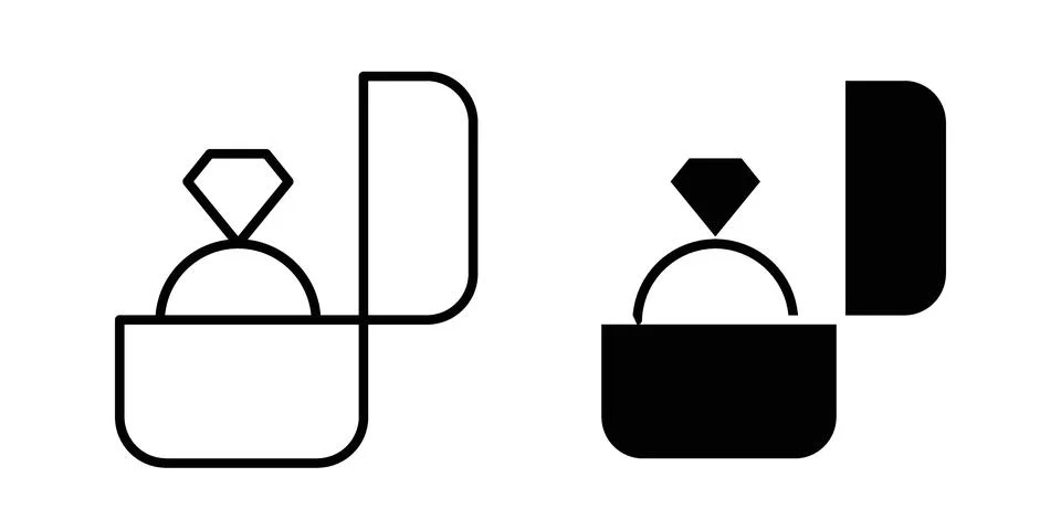 Ring box icon black vector isolated on white Stock Illustration