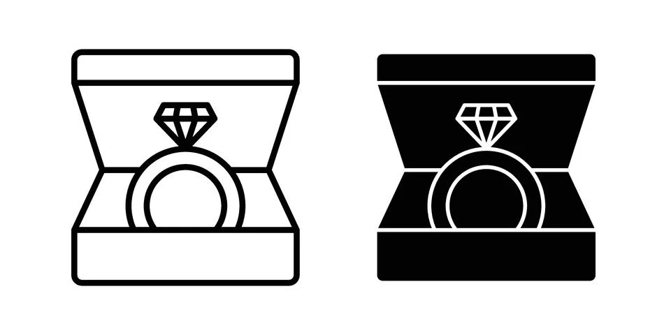 Ring box icon concept logo design collection Stock Illustration