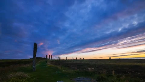 Ring of Brodgar in Stenness Orkney during sunset Stock Footage 280185124