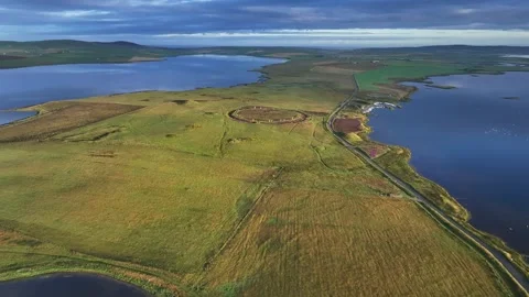 Ring of Brodgar Stone Circle, Landscape 4K Drone View, Orkney, Scotland Video stock 258339795