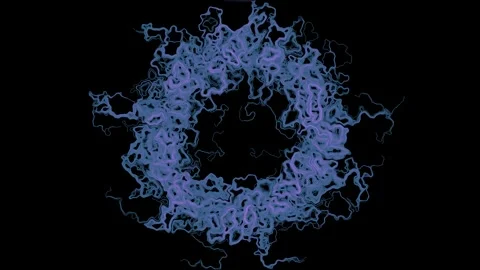 Ring Burst Perlin Noise Flow Field Generative Color Accent Black Background 4K Stock Footage 340386726