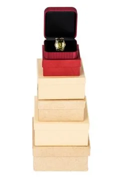 Ring on a cardboard box tower 库存照片