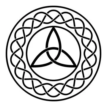 Ring with Celtic trinity knot in black on isolated white background. Stock Illustration