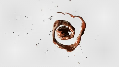 Ring Chocolate Front view Coffee Liquid Splash 3D Animation  Video stock 141486117