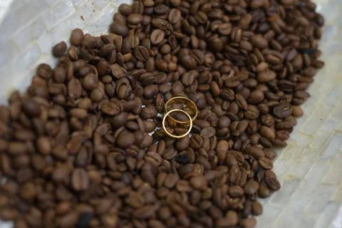 Ring with coffee 스톡 사진