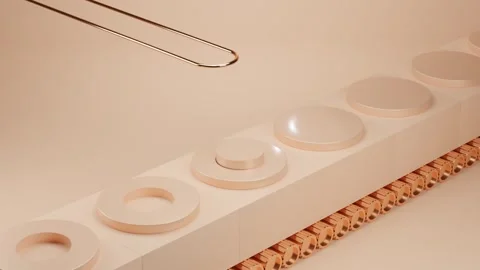 Ring Conveyor: Dynamic 3D Animation on Modern Background with Rotating Elements Video stock 267600358