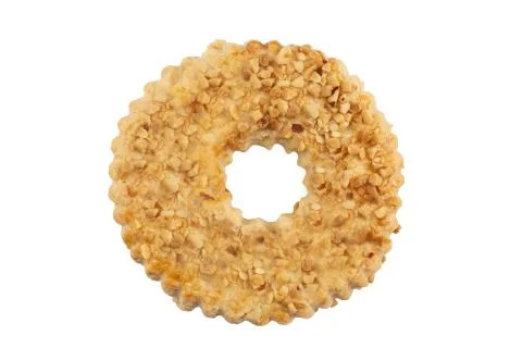 Ring cookie with peanuts isolated on a white background. Stock Photos