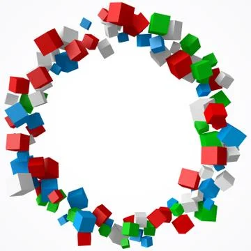 Ring of cubes, 3d style vector illustration Stock Illustration