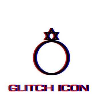 Ring David star icon flat. Illustrazione stock
