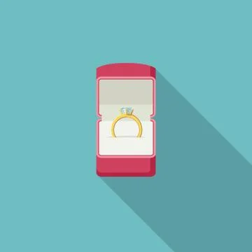 Ring with diamond in box Stock Illustration
