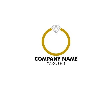 Ring with Diamond Icon Vector Logo Template Stock Illustration