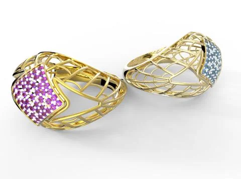 Ring with diamond. Stock Illustration