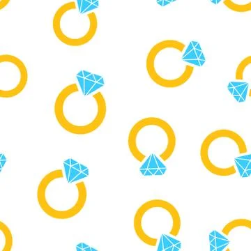 Ring with diamond seamless pattern background. Business concept vector illust Stock Illustration