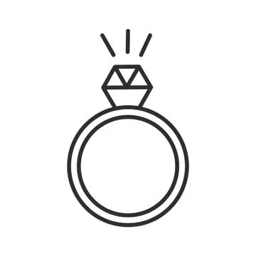 Ring with diamond vector line icon, sign, illustration on background, editable Stock Illustration