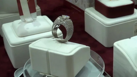 Ring with diamonds in 4K. Stock Footage 122516043