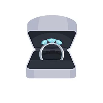 Ring with Diamonds in Opened Box Vector Icon Illustrazione stock