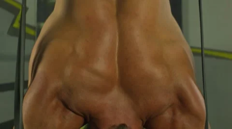 Ring Dip exercise, upside down (BMCC 2.5K - 2400x1350) Stock Footage 47986484