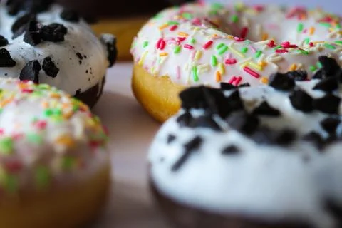 Ring donut with white glaze Stock Photos