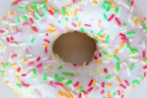 Ring donut with white glaze 스톡 사진